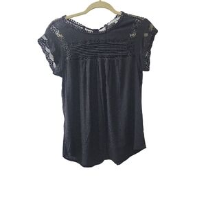 Daniel Rainn Black Lace Accent Blouse Small